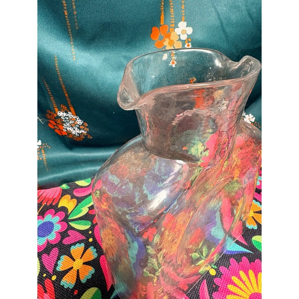 Mid Century Blenko Clear Pitcher Glass Vintage Boomer Vessel - Picture 2 of 3